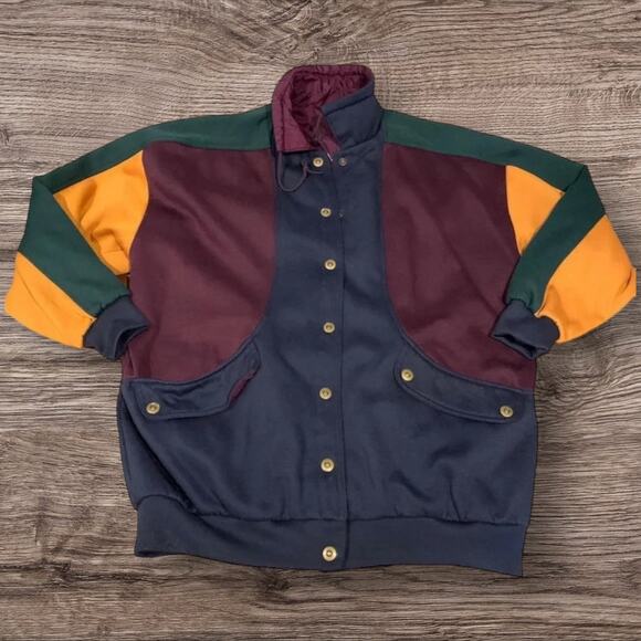 Be in the Current Seen Other - Vintage Men’s Be in the Current Seen Color Block 80s Jacket One Size Fits All